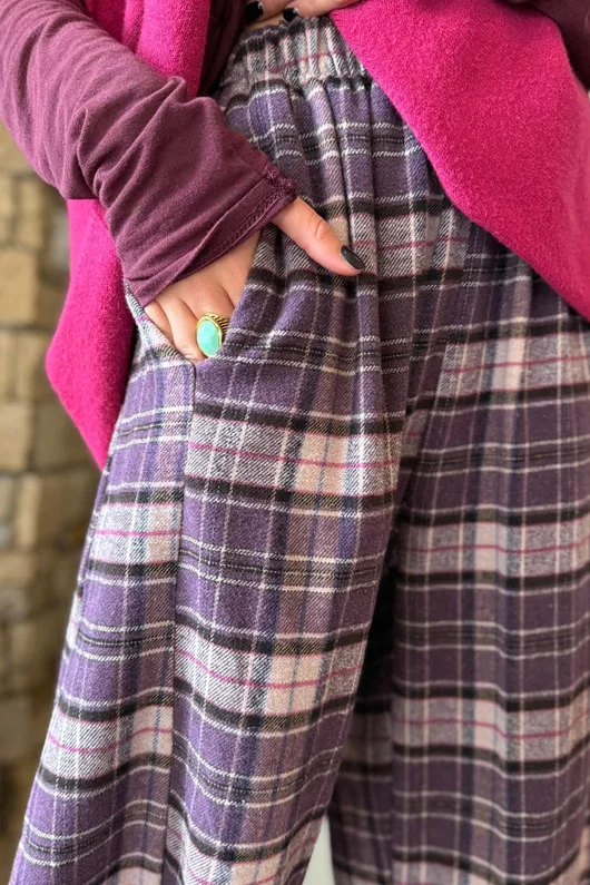 Patrick Plaid Brushed Cotton 7/8 Barrel Pant Fig